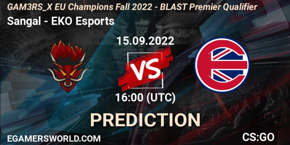 Sangal contre EKO Esports : prédiction de match. 15.09.2022 at 16:00. Counter-Strike (CS2), GAM3RS_X EU Champions: Fall 2022