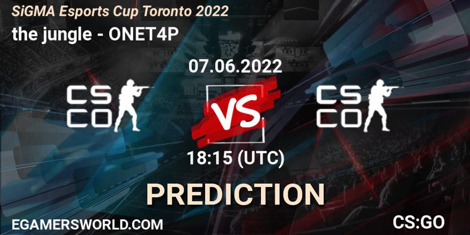 the jungle contre ONET4P : prédiction de match. 07.06.2022 at 18:15. Counter-Strike (CS2), SiGMA Esports Cup Toronto 2022