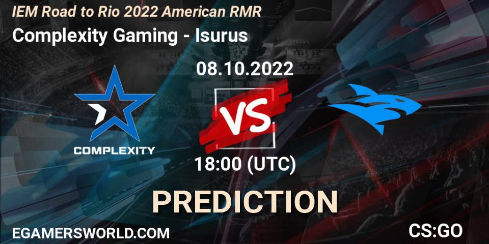 Complexity Gaming contre Isurus : prédiction de match. 08.10.22. CS2 (CS:GO), IEM Road to Rio 2022 American RMR