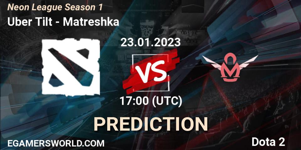 Uber Tilt contre Matreshka : prédiction de match. 23.01.2023 at 12:12. Dota 2, Neon League Season 1