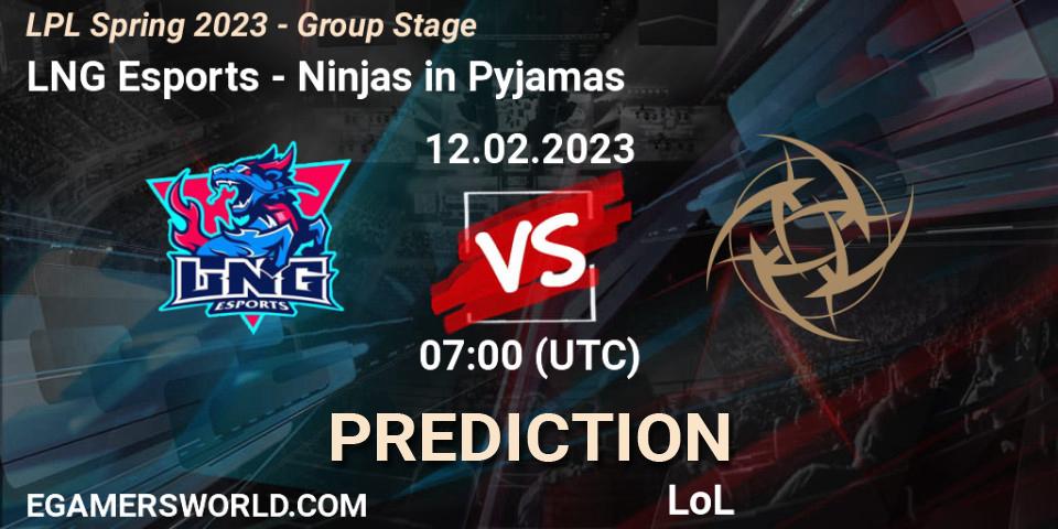 LNG Esports contre Ninjas in Pyjamas : prédiction de match. 12.02.23. LoL, LPL Spring 2023 - Group Stage