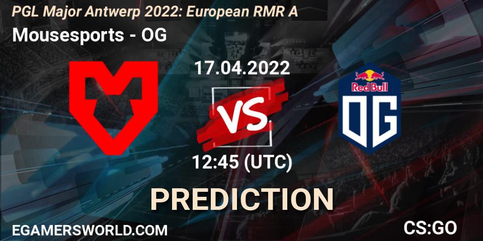 Mousesports contre OG : prédiction de match. 17.04.22. CS2 (CS:GO), PGL Major Antwerp 2022: European RMR A