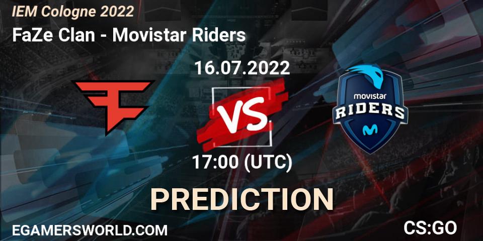 FaZe Clan contre Movistar Riders : prédiction de match. 16.07.2022 at 17:00. Counter-Strike (CS2), IEM Cologne 2022