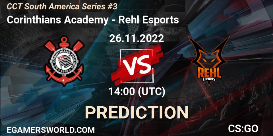 Corinthians Academy contre Rehl Esports : prédiction de match. 26.11.2022 at 14:05. Counter-Strike (CS2), CCT South America Series #3