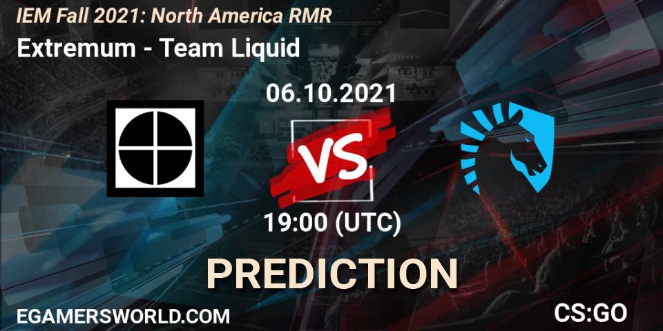 Extremum contre Team Liquid : prédiction de match. 06.10.21. CS2 (CS:GO), IEM Fall 2021: North America RMR