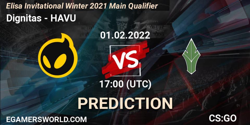 Dignitas contre HAVU : prédiction de match. 01.02.2022 at 17:00. Counter-Strike (CS2), Elisa Invitational Winter 2021 Main Qualifier