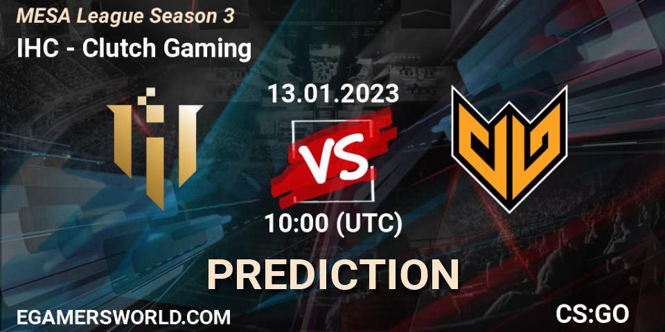 IHC contre Clutch Gaming : prédiction de match. 18.01.23. CS2 (CS:GO), MESA League Season 3