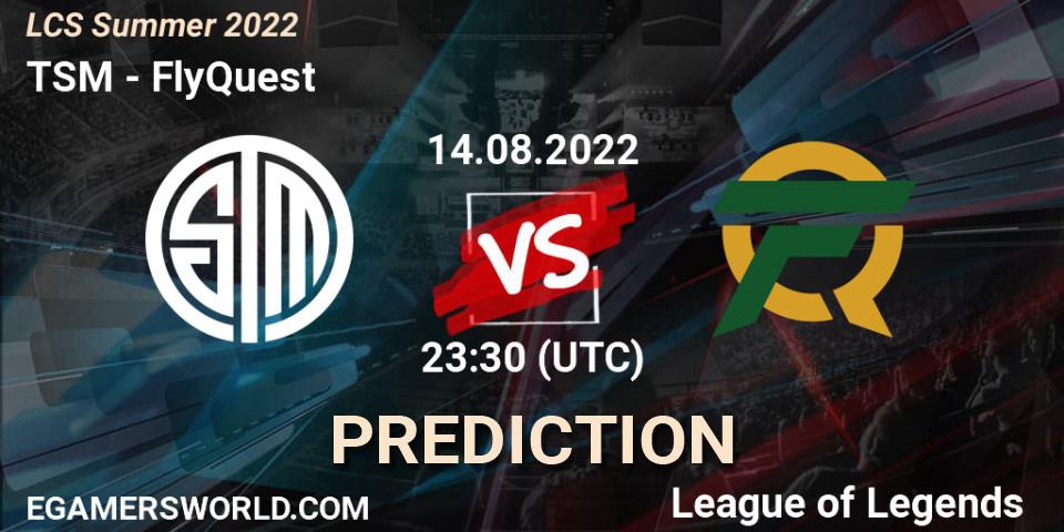 TSM contre FlyQuest : prédiction de match. 14.08.2022 at 21:30. LoL, LCS Summer 2022