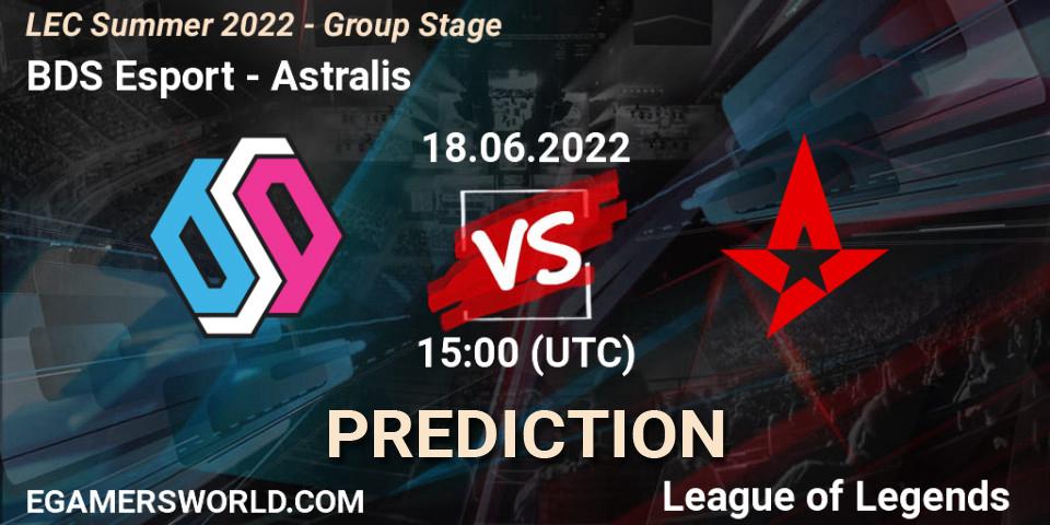 BDS Esport contre Astralis : prédiction de match. 18.06.2022 at 15:00. LoL, LEC Summer 2022 - Group Stage