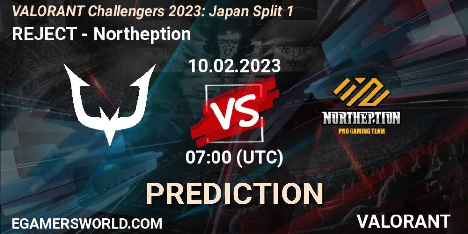 REJECT contre Northeption : prédiction de match. 10.02.23. VALORANT, VALORANT Challengers 2023: Japan Split 1