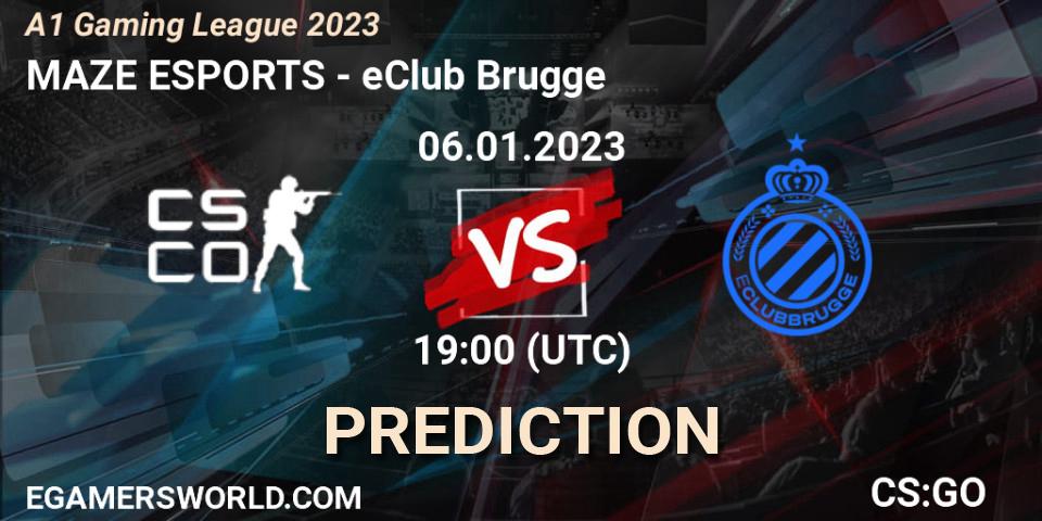 MAZE ESPORTS contre eClub Brugge : prédiction de match. 06.01.2023 at 19:00. Counter-Strike (CS2), A1 Gaming League 2023