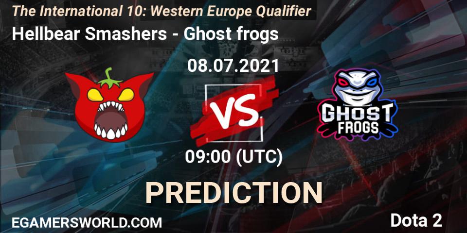 Hellbear Smashers contre Ghost frogs : prédiction de match. 08.07.2021 at 09:00. Dota 2, The International 10: Western Europe Qualifier