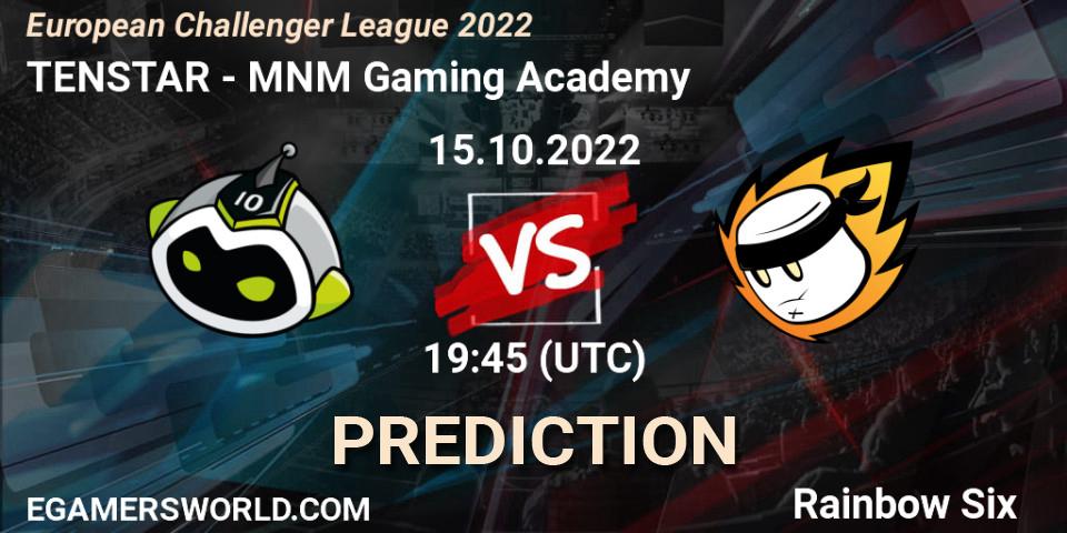 TENSTAR contre MNM Gaming Academy : prédiction de match. 15.10.2022 at 19:45. Rainbow Six, European Challenger League 2022