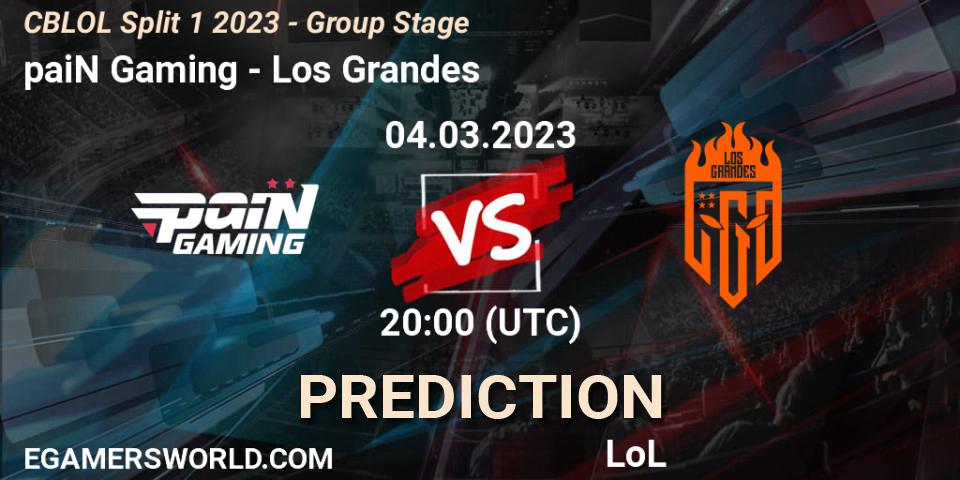 paiN Gaming contre Los Grandes : prédiction de match. 04.03.2023 at 21:10. LoL, CBLOL Split 1 2023 - Group Stage