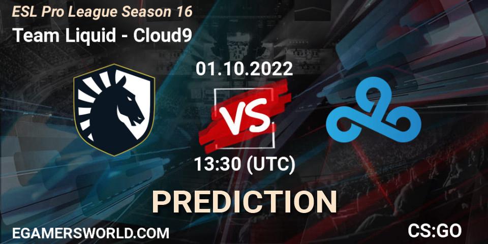 Team Liquid contre Cloud9 : prédiction de match. 01.10.2022 at 13:30. Counter-Strike (CS2), ESL Pro League Season 16