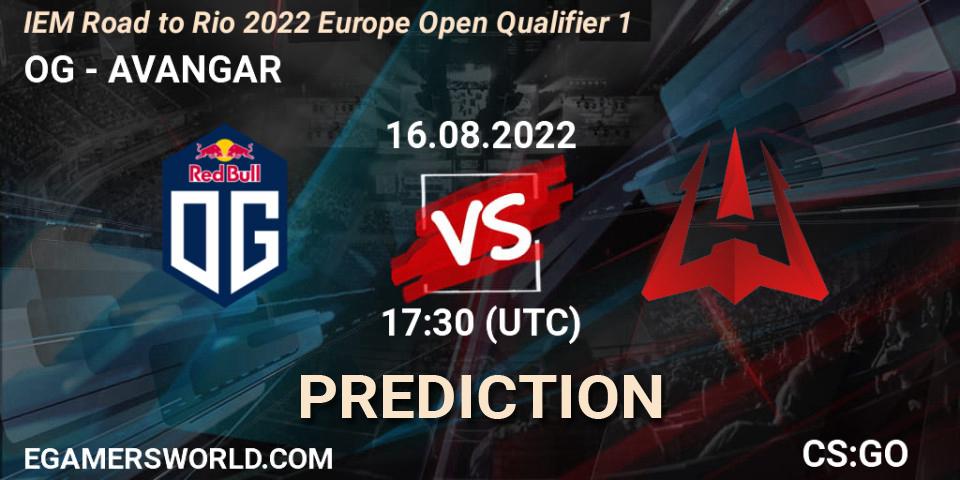 OG contre AVANGAR : prédiction de match. 16.08.2022 at 17:30. Counter-Strike (CS2), IEM Road to Rio 2022 Europe Open Qualifier 1