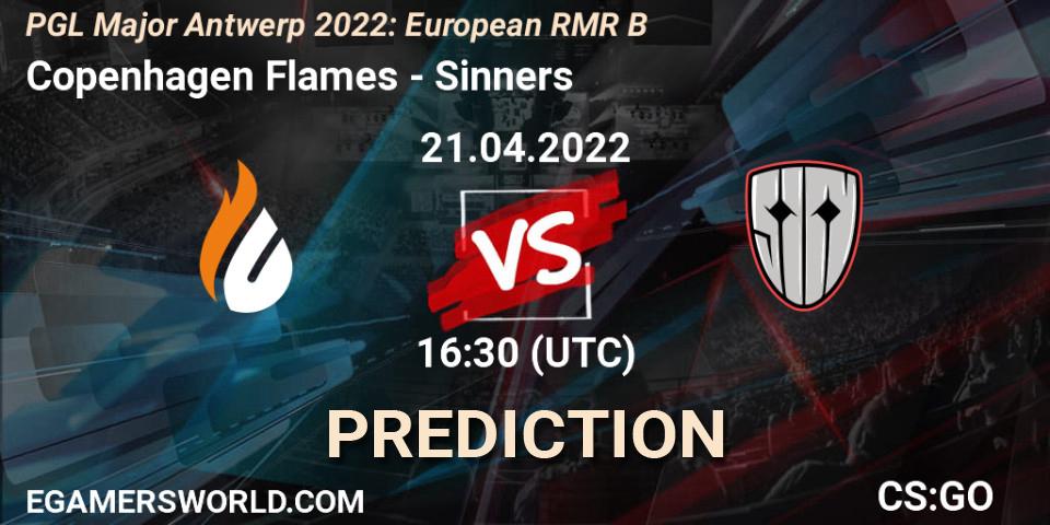 Copenhagen Flames contre Sinners : prédiction de match. 21.04.2022 at 16:45. Counter-Strike (CS2), PGL Major Antwerp 2022: European RMR B
