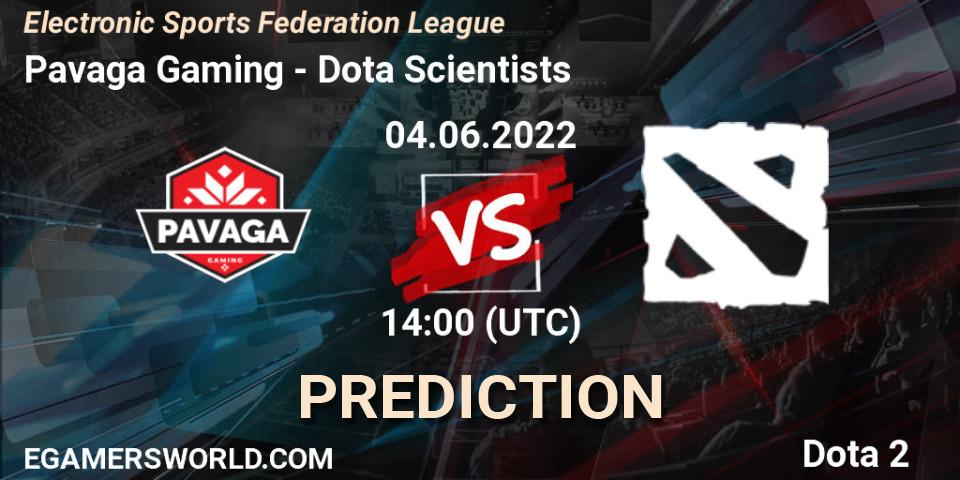 Pavaga Gaming contre Dota Scientists : prédiction de match. 04.06.2022 at 15:07. Dota 2, Electronic Sports Federation League