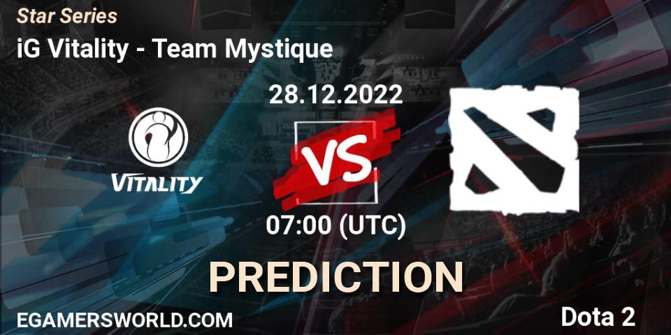 iG Vitality contre Team Mystique : prédiction de match. 28.12.2022 at 07:03. Dota 2, Star Series