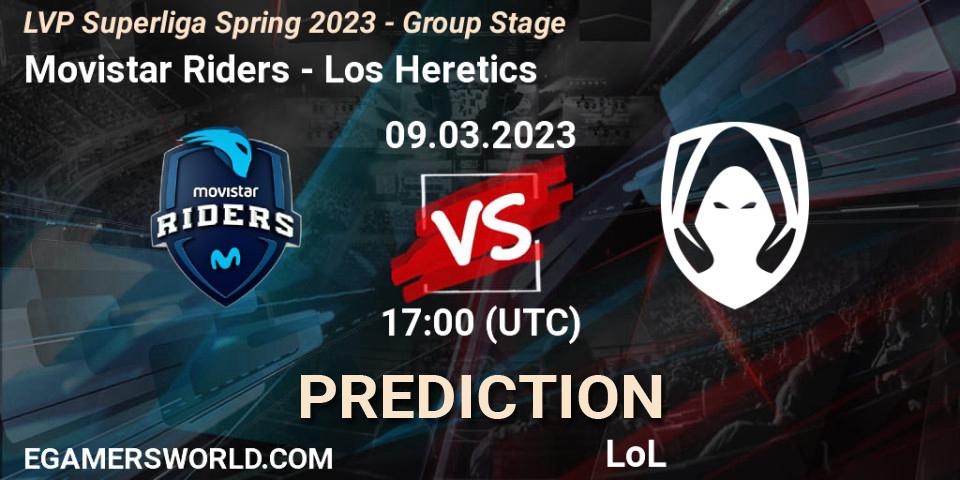 Movistar Riders contre Los Heretics : prédiction de match. 09.03.2023 at 21:00. LoL, LVP Superliga Spring 2023 - Group Stage