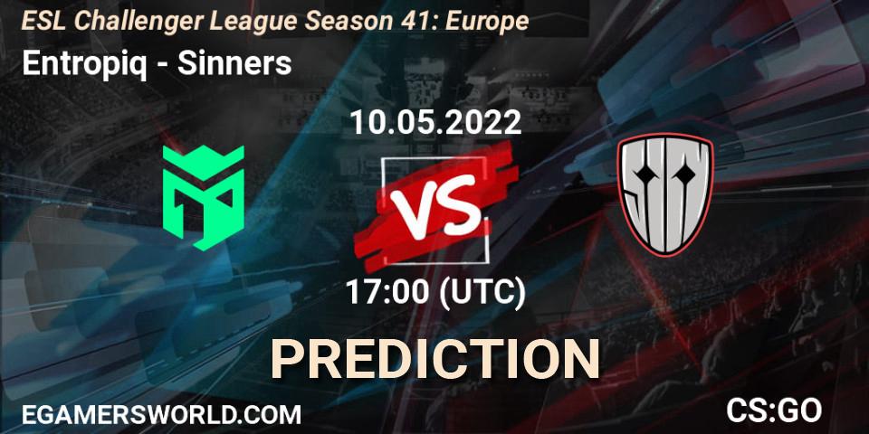 Entropiq contre Sinners : prédiction de match. 10.05.2022 at 17:00. Counter-Strike (CS2), ESL Challenger League Season 41: Europe