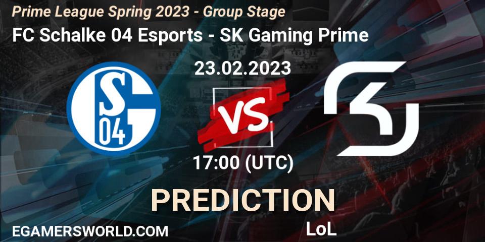FC Schalke 04 Esports contre SK Gaming Prime : prédiction de match. 23.02.23. LoL, Prime League Spring 2023 - Group Stage