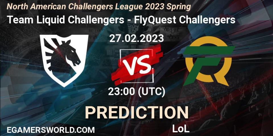 Team Liquid Challengers contre FlyQuest Challengers : prédiction de match. 27.02.23. LoL, NACL 2023 Spring - Group Stage
