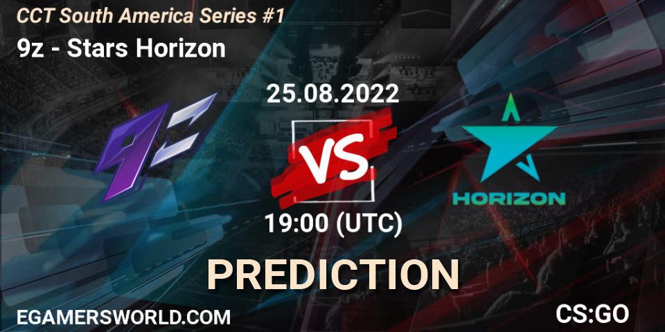 9z contre Stars Horizon : prédiction de match. 25.08.2022 at 18:35. Counter-Strike (CS2), CCT South America Series #1