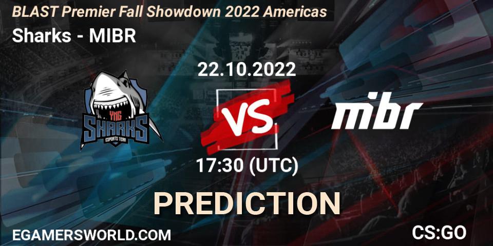 Sharks contre MIBR : prédiction de match. 22.10.2022 at 17:20. Counter-Strike (CS2), BLAST Premier Fall Showdown 2022 Americas