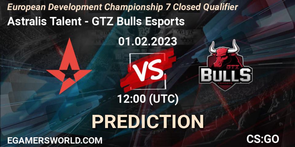 Astralis Talent contre GTZ Bulls Esports : prédiction de match. 01.02.23. CS2 (CS:GO), European Development Championship 7 Closed Qualifier