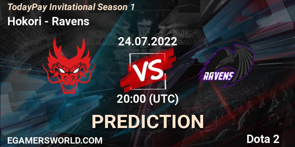Hokori contre Ravens : prédiction de match. 24.07.2022 at 20:04. Dota 2, TodayPay Invitational Season 1
