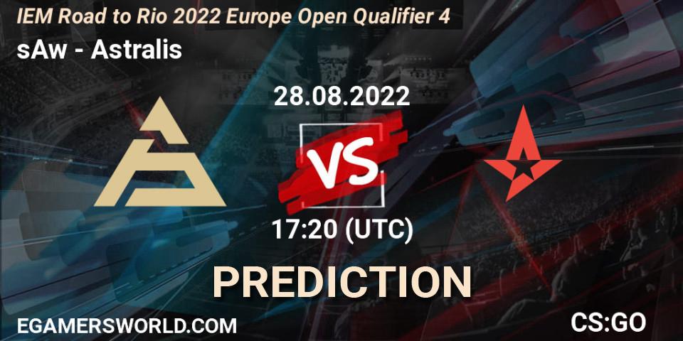 sAw contre Astralis : prédiction de match. 28.08.2022 at 17:20. Counter-Strike (CS2), IEM Road to Rio 2022 Europe Open Qualifier 4
