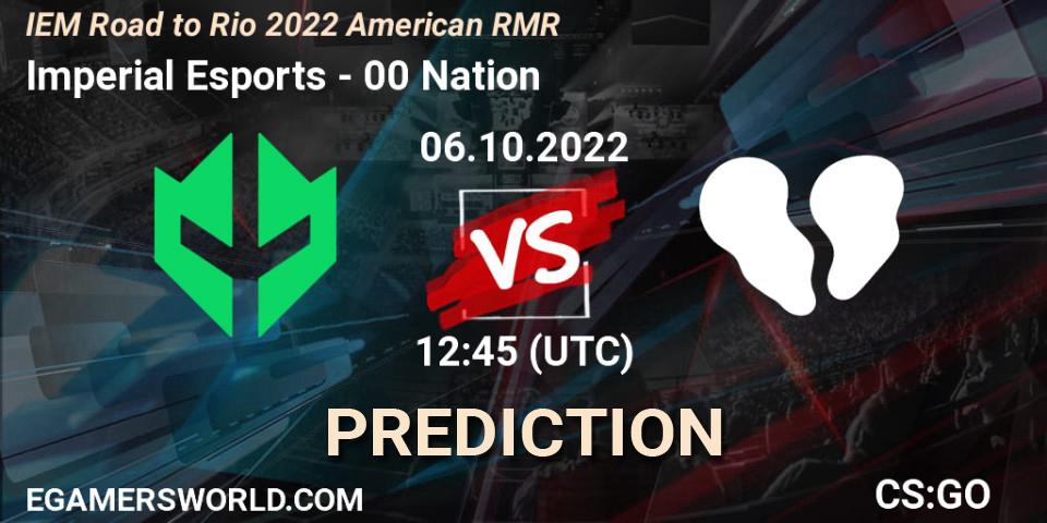 Imperial Esports contre 00 Nation : prédiction de match. 06.10.22. CS2 (CS:GO), IEM Road to Rio 2022 American RMR