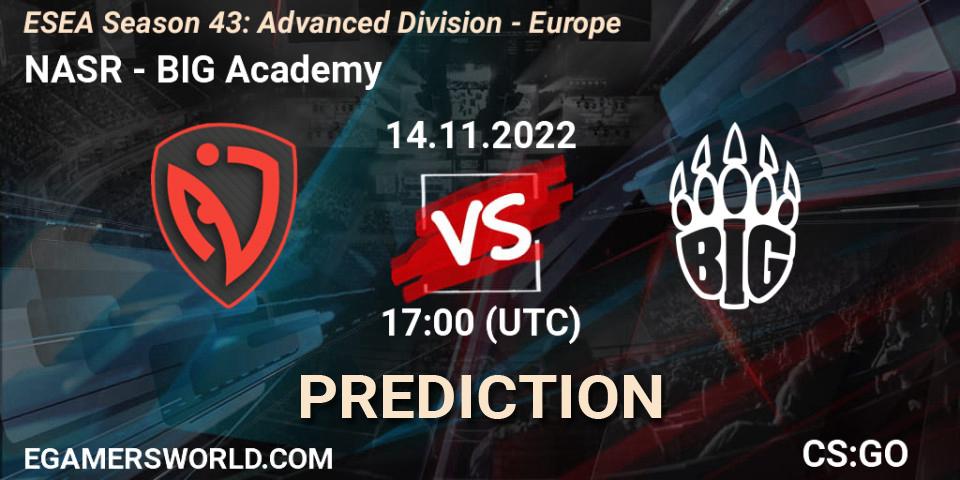 NASR contre BIG Academy : prédiction de match. 14.11.22. CS2 (CS:GO), ESEA Season 43: Advanced Division - Europe
