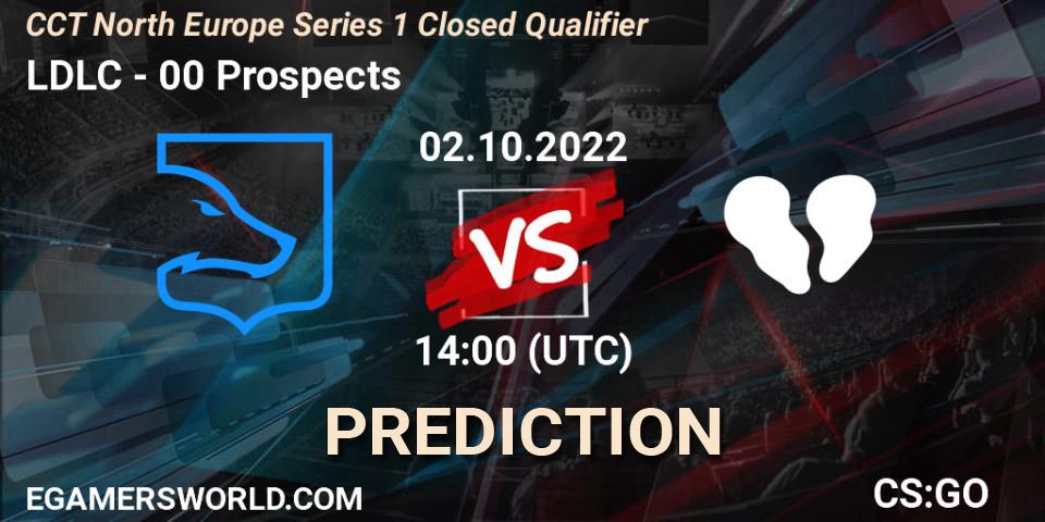 LDLC contre 00 Prospects : prédiction de match. 02.10.2022 at 14:00. Counter-Strike (CS2), CCT North Europe Series 1 Closed Qualifier