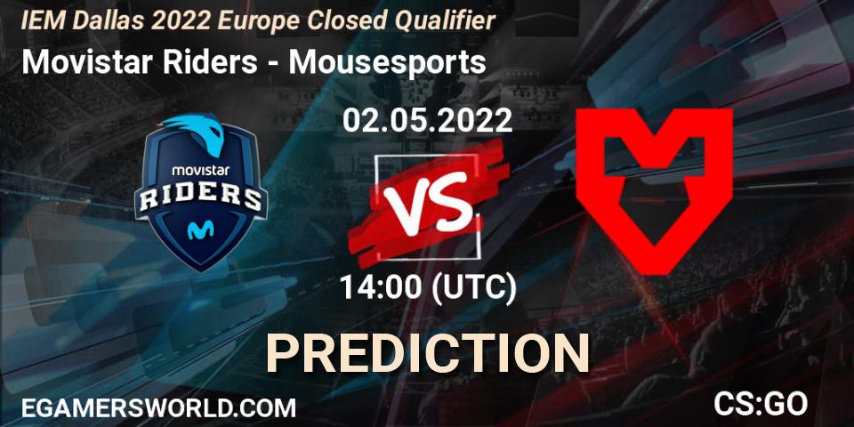 Movistar Riders contre Mousesports : prédiction de match. 02.05.2022 at 14:00. Counter-Strike (CS2), IEM Dallas 2022 Europe Closed Qualifier