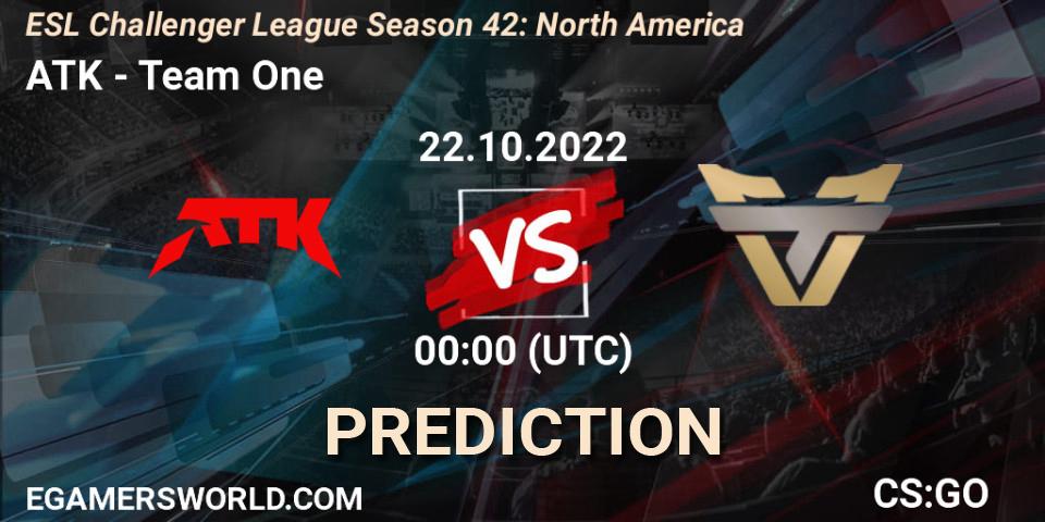 ATK contre Team One : prédiction de match. 22.10.22. CS2 (CS:GO), ESL Challenger League Season 42: North America
