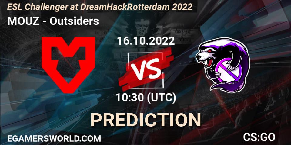 MOUZ contre Outsiders : prédiction de match. 16.10.22. CS2 (CS:GO), ESL Challenger at DreamHack Rotterdam 2022