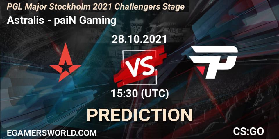 Astralis contre paiN Gaming : prédiction de match. 28.10.2021 at 15:35. Counter-Strike (CS2), PGL Major Stockholm 2021 Challengers Stage