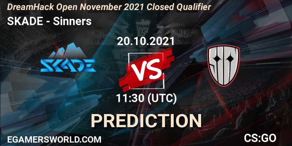 SKADE contre Sinners : prédiction de match. 20.10.2021 at 11:30. Counter-Strike (CS2), DreamHack Open November 2021 Closed Qualifier