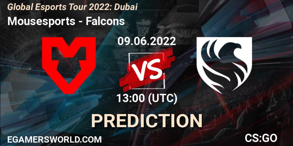 Mousesports contre Falcons : prédiction de match. 09.06.2022 at 14:55. Counter-Strike (CS2), Global Esports Tour 2022: Dubai