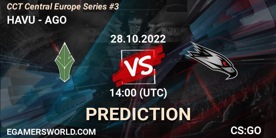 HAVU contre AGO : prédiction de match. 28.10.2022 at 15:00. Counter-Strike (CS2), CCT Central Europe Series #3
