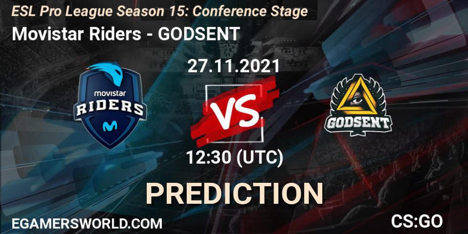 Movistar Riders contre GODSENT : prédiction de match. 27.11.2021 at 12:30. Counter-Strike (CS2), ESL Pro League Season 15: Conference Stage