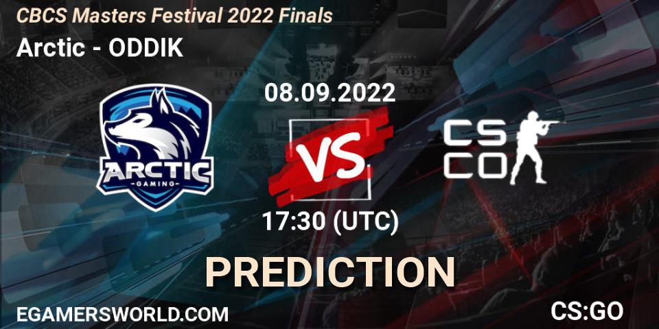 Arctic contre ODDIK : prédiction de match. 08.09.2022 at 18:20. Counter-Strike (CS2), CBCS Masters Festival 2022 Finals