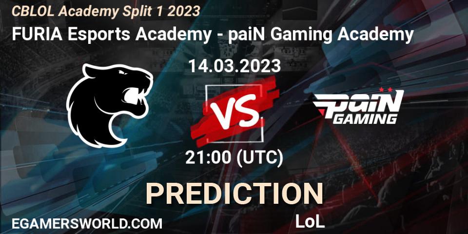 FURIA Esports Academy contre paiN Gaming Academy : prédiction de match. 14.03.2023 at 21:00. LoL, CBLOL Academy Split 1 2023