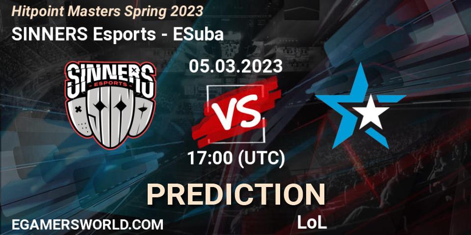 SINNERS Esports contre ESuba : prédiction de match. 07.02.23. LoL, Hitpoint Masters Spring 2023
