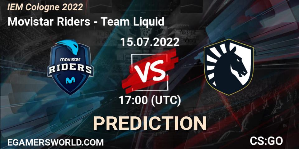Movistar Riders contre Team Liquid : prédiction de match. 15.07.2022 at 18:00. Counter-Strike (CS2), IEM Cologne 2022