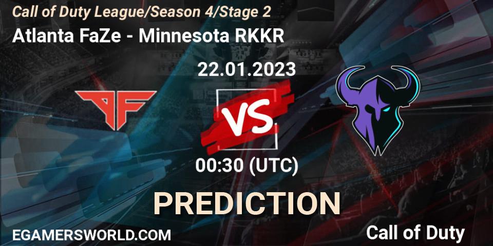 Atlanta FaZe contre Minnesota RØKKR : prédiction de match. 22.01.2023 at 00:30. Call of Duty, Call of Duty League 2023: Stage 2 Major Qualifiers