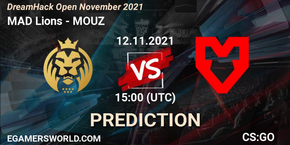 MAD Lions contre MOUZ : prédiction de match. 12.11.2021 at 15:00. Counter-Strike (CS2), DreamHack Open November 2021