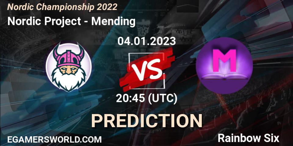 Nordic Project contre Mending : prédiction de match. 04.01.2023 at 20:45. Rainbow Six, Nordic Championship 2022